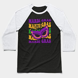 Mardi Gras Groovy Style Baseball T-Shirt